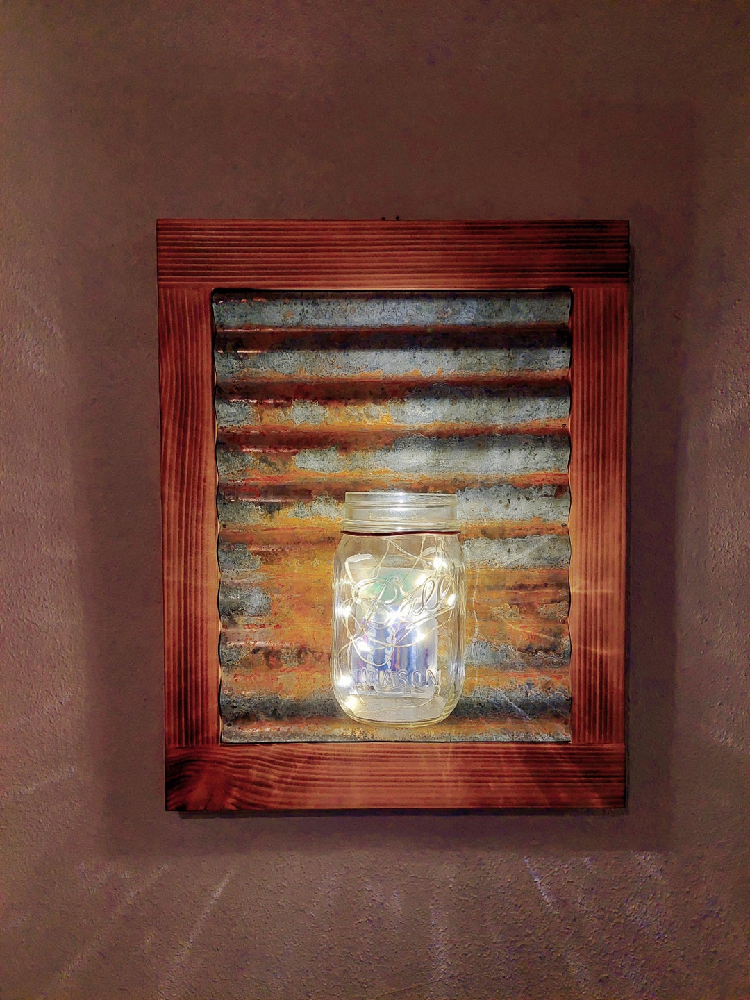 Rustic Home Decor, Mason Jar Wall Decor, Log Cabin Decor, Mason Jar