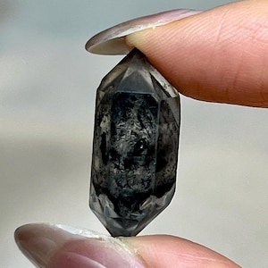 RARE 25mm Black Phantom Double Terminated Quartz ,  Hydrocarbon herkimer diamond,  DT Quartz Crystal Cluster