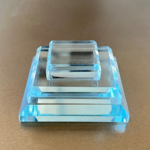 Glass mineral display base with free putty, crystal stand, glass base, glass stand, glass block, mineral display stand, mineral stand
