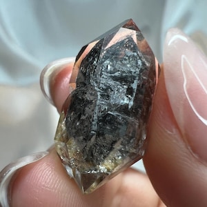 RARE AAA Black Phantom Double Terminated Quartz ,  Hydrocarbon herkimer diamond,  DT Quartz Crystal Cluster