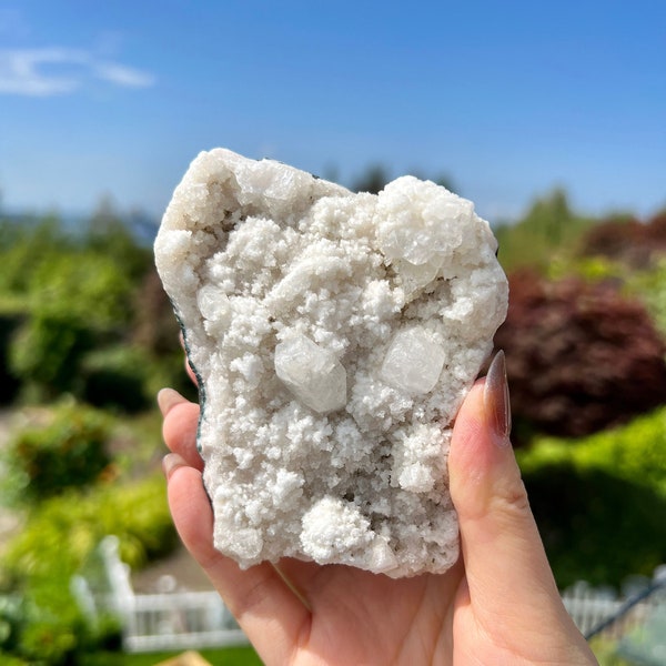 Apophyllite on white chalcedony