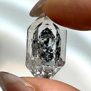 RARE AAA Black Phantom Double Terminated Quartz ,  Hydrocarbon herkimer diamond,  DT Quartz Crystal Cluster