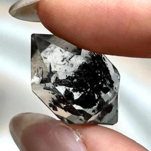 Super High quality Clear Double Terminated Quartz with Black Hydrocarbon ,  DT Quartz Crystal Cluster, herkimer diamond