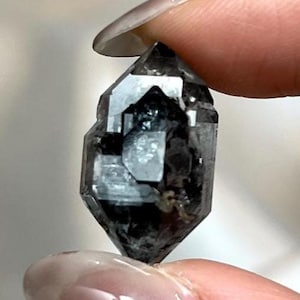 Super High quality Clear Double Terminated Quartz with Black Hydrocarbon, DT Quartz Crystal Cluster,herkimer diamond
