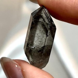RARE  6g Black Phantom Double Terminated Quartz ,  Hydrocarbon herkimer diamond,  DT Quartz Crystal Cluster