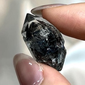 RARE AAA Black Phantom Double Terminated Quartz ,  Hydrocarbon herkimer diamond,  DT Quartz Crystal Cluster