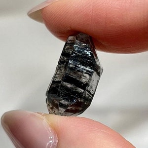 Double Terminated Quartz with Black Hydrocarbon unique zebra stripes,  DT Quartz Crystal Cluster, herkimer diamond