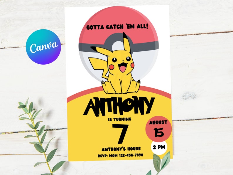 Pokemon Birthday Invitation Pokemon Birthday Pokemon Invitation Birthday Pokemon Pikachu Pokemon