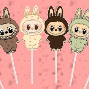 Labubu Cupcake Toppers/Party Stickers/Birthdays/Cake Topper/Kid&#39;s Birthday/Cupcake Toppers