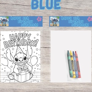 Mini pages à colorier bleu hawaïen extraterrestre, crayons de couleur inclus/bonbonnières/anniversaire/anniversaire d'enfant/fête d'anniversaire/bonbons d'anniversaire/thème de point