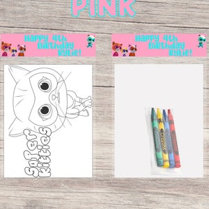Superkitties Mini Coloring Pages, Crayons Included/Party Favors/Birthdays/Kid's Birthday/Girl's Birthday/Birthday Party/Birthday Favors