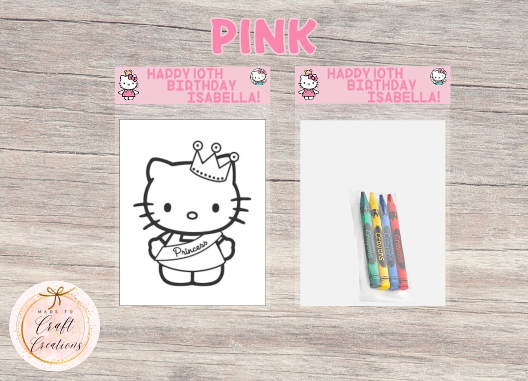 Hello Kitty Mini Coloring Pages, Crayons Included/party Favors ...