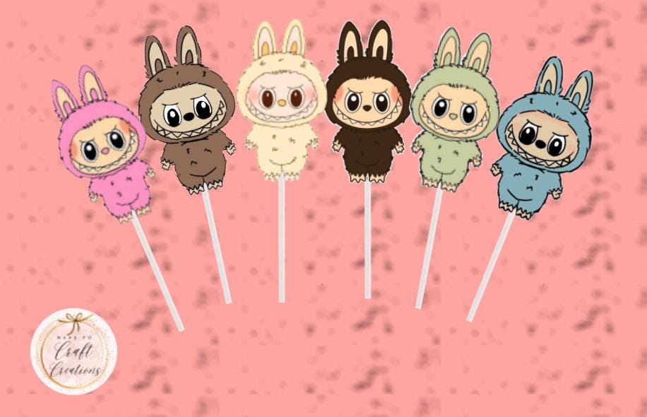 Labubu Cupcake Toppers/Party Stickers/Birthdays/Cake Topper/Kid's Birthday/Cupcake Toppers