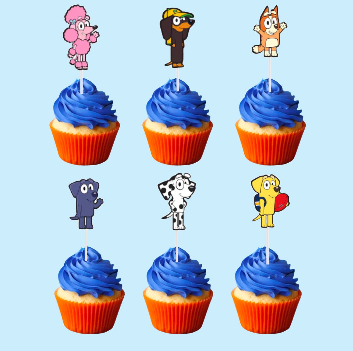 Fun Bluey Themed Cupcake Toppers
