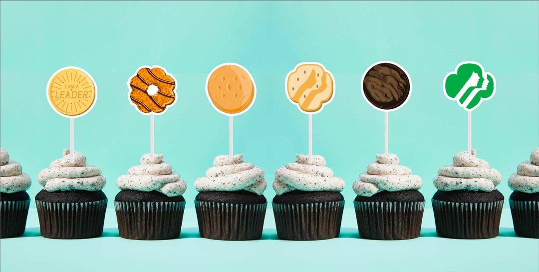 Girl's Scout Cupcake Toppers/party Stickers/birthdays/cake Topper/kid's Birthday/cupcake Toppers