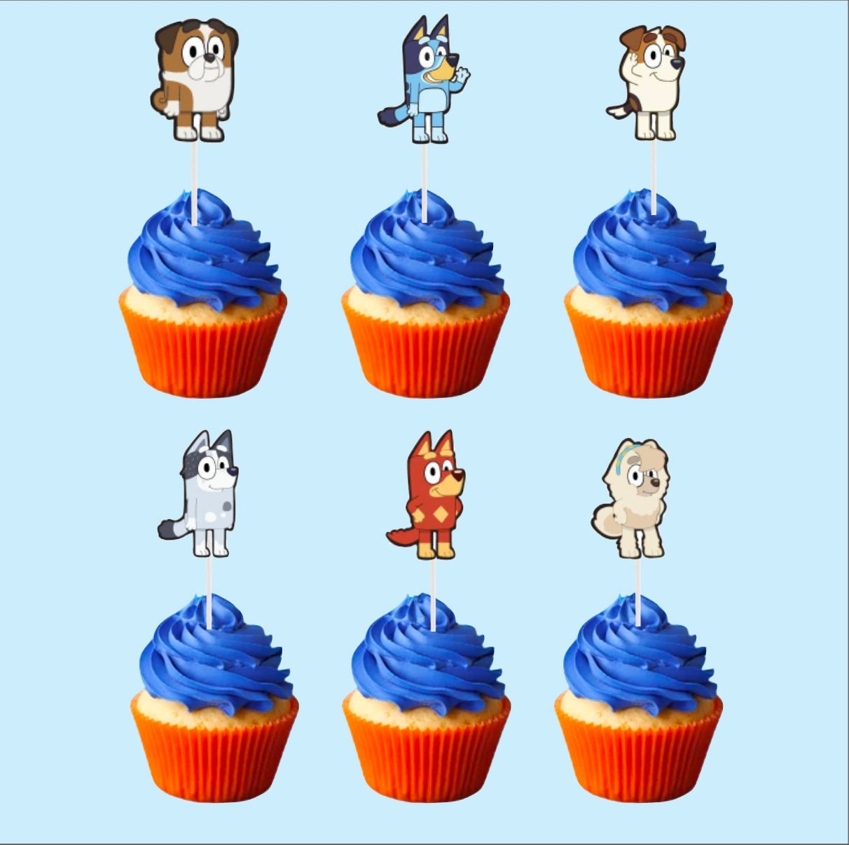 Fun Bluey Themed Cupcake Toppers