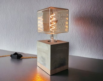 DiceGlow - "GOLD" Betonlampe / concrete lamp, Betonlampe, Schreibtischlampe, Nachttischlampe, Lampe Dimmbar