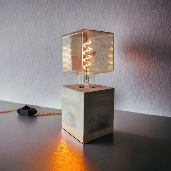 DiceGlow - Lámpara de hormigón "GOLD" / lámpara de hormigón, lámpara de hormigón, lámpara de noche, lámpara regulable
