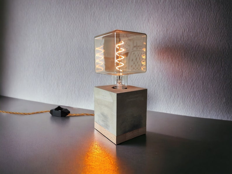 DiceGlow GOLD Betonlampe / concrete lamp, Betonlampe, Nachttischlampe, Lampe dimmbar Bild 1