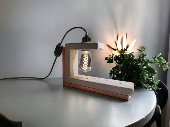 OPTANGLE anthracite Lampe En Béton / Concrete Lamp, Lampe En Béton, Lampe  De Bureau, Lampe De Chevet, Lampe à Intensité Variable 