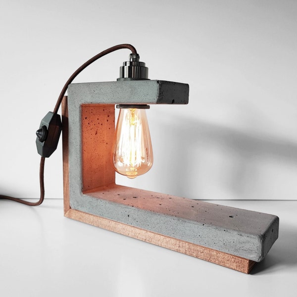 OPTANGLE "anthracite" lampe en béton / concrete lamp, lampe en béton, lampe de bureau, lampe de chevet, lampe à intensité variable