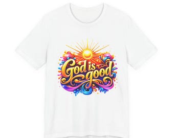 Camiseta colorida "Dios es bueno"