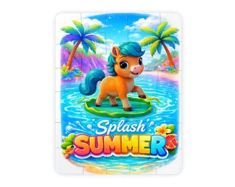 Rompecabezas Splash Summer Pony de 30 piezas para niños / Rompecabezas de caballo de playa