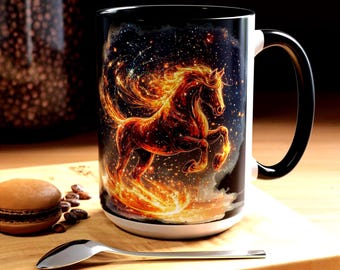Taza de caballo en llamas / Taza de café con acento