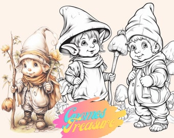 Gnome Coloring Pages for Adults and Grownups | Colouring sheets | Fun & Easy Coloring Sheets | Instant Download | PDF