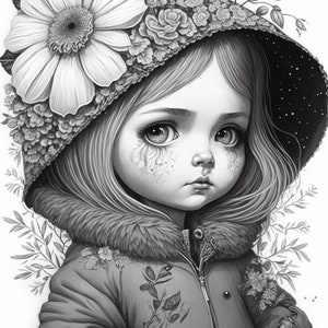 Winter Grayscale Coloring Pages Little Princess Girls Christmas Winter ...