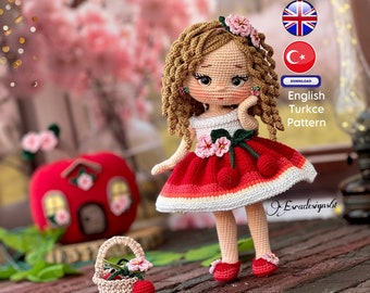 Muñeca cherry y casa cheryy patrón inglés, patrón de crochet, trabajo esradesigns61