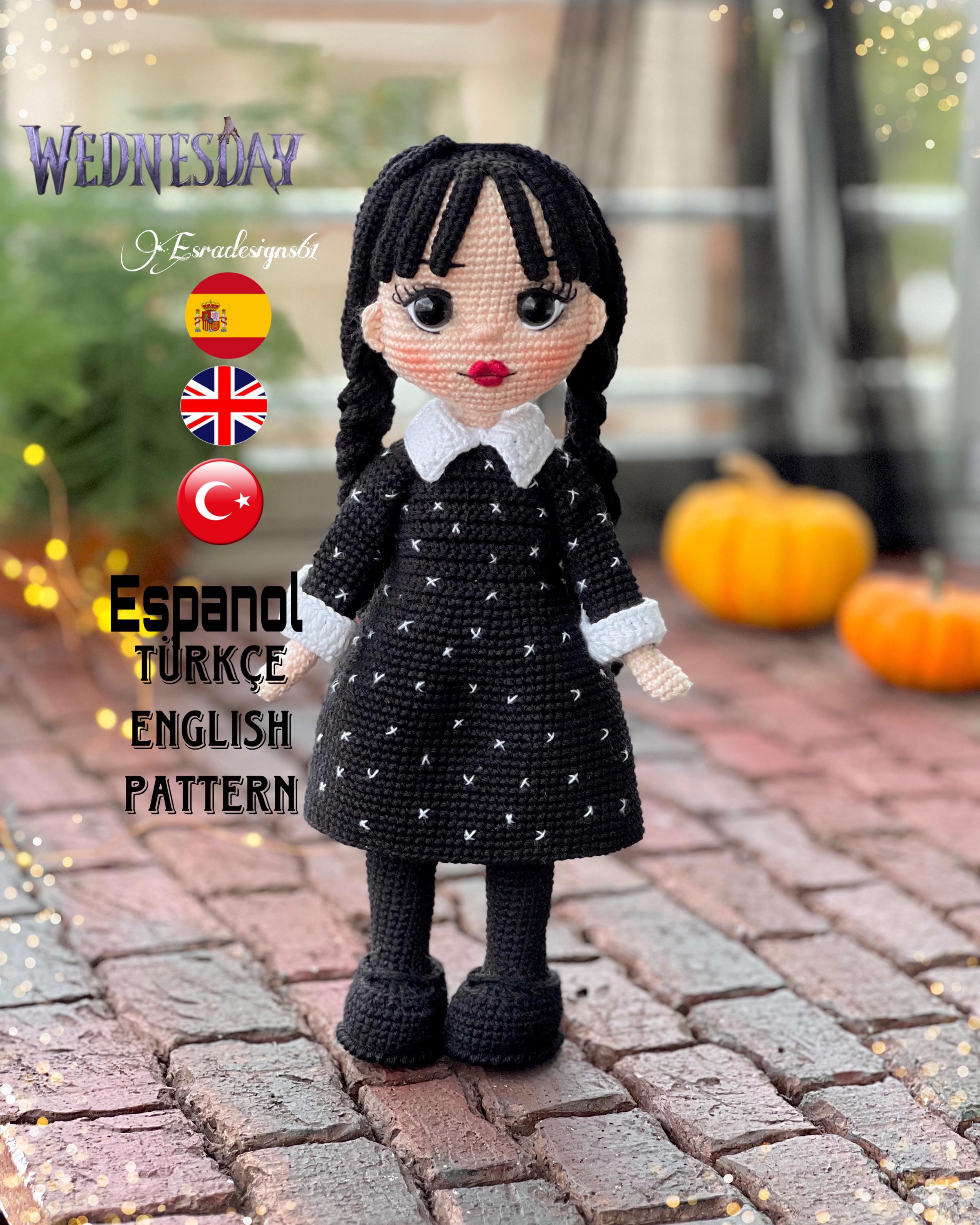 Wednesday Doll Crochet Pattern: English & Turkish (Digital Download)