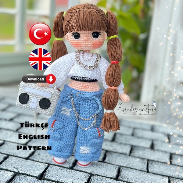 Patrón de crochet para muñeca Sasha, patrón de amigurumi (inglés/turco) (descarga digital)