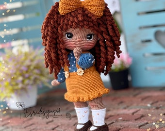 Carmen doll, crochet doll, amigurumi doll