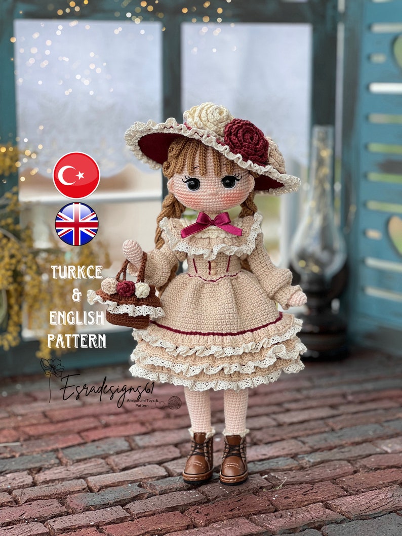 Josephine doll english pattern vintage doll pattern , crochet doll, knitting doll 画像 1