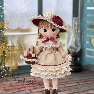 Josephine doll english pattern vintage doll pattern , crochet doll, knitting doll zdjęcie 4