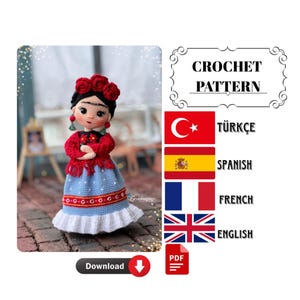 Amigurumi Frida Doll Crochet Pattern (PDF Pattern)