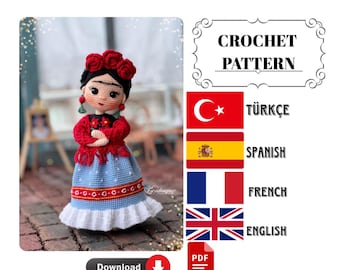 Amigurumi Frida Doll Crochet Pattern (PDF Pattern)