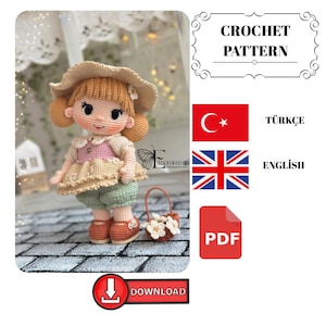 Lina doll english pattern , crochet pattern , dijital dowloand