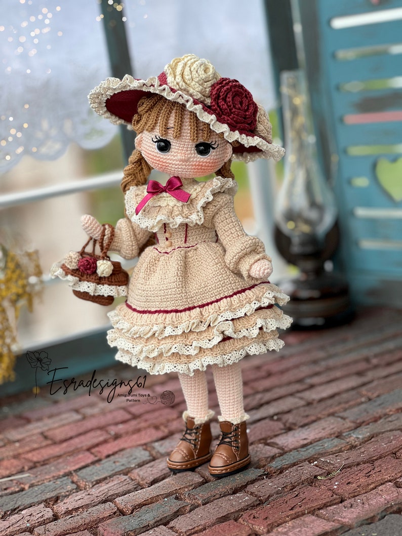 Josephine doll english pattern vintage doll pattern , crochet doll, knitting doll 画像 3