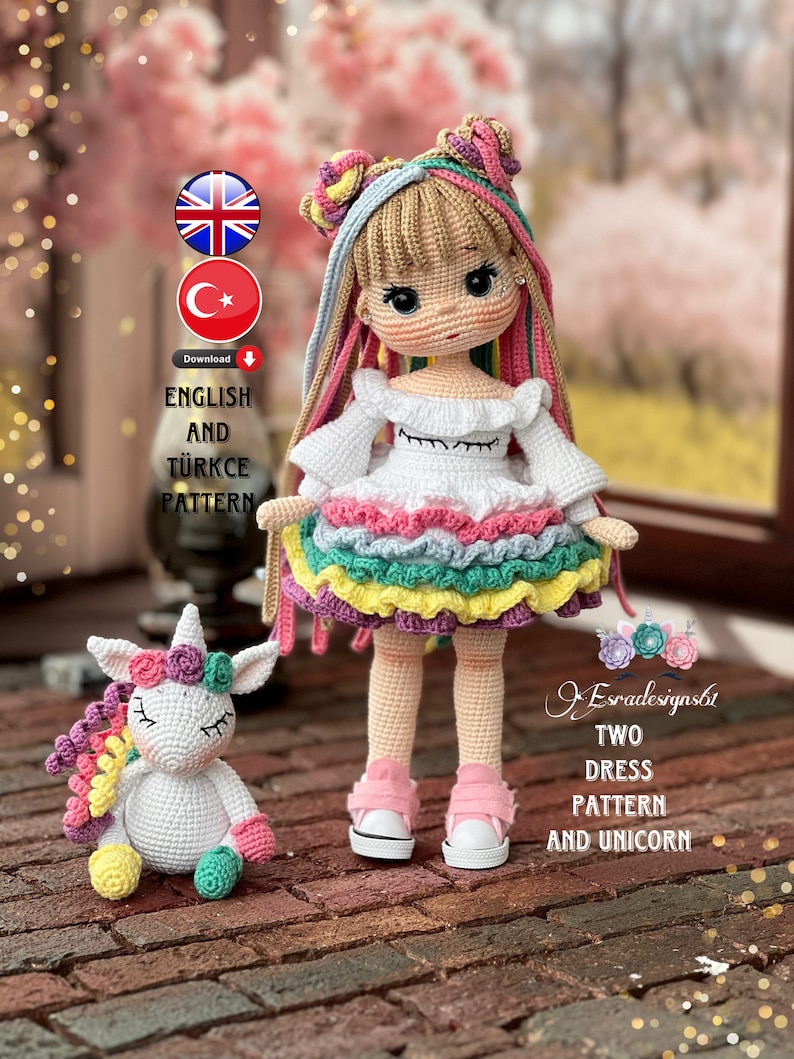 Modèle poupée et tarte Lila, modèle anglais, modèle deux robes image 1