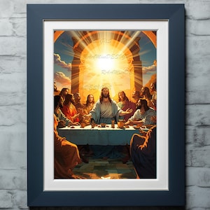 Jesus Last Supper DIGITAL PRINTS Bible Passover Meal Modern Bible Verse Jesus Art Print Kitchen Wall Art Bible Scripture