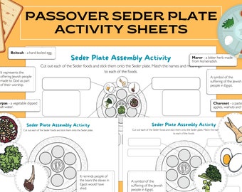 Pesach Sederplaat Activiteitsblad voor kinderen - Pesach Educatief Joods vakantieambacht, interactief leerspel, familietraditie matza