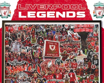 Signed 1999 Liverpool FC Legends Poster – Limited Edition LFC Collage of Iconic Moments & Historic Scenes | Football Art Print
