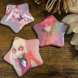 Hazbin Hotel Charlie Alastor Lucifer Star Shaped  Buttons