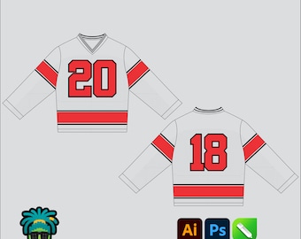 Long Sleeve Mesh Jersey Mock up Editable 2D Tech pack Streetwear Clothing Vector template Wide fit Adobe Illustrator, PNG, SVG, PDF,cdr File