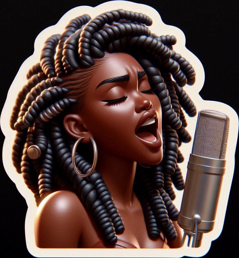 Dreadlock Loc Black Girl Singer Stickers Musician Gift Microphone ...