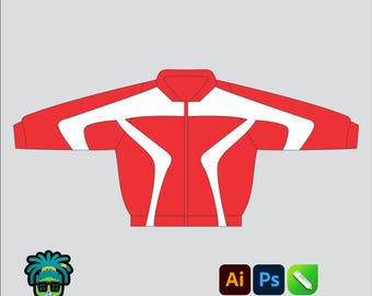 Windbreaker Jacket Mock up Editable 2D Tech pack Streetwear Clothing Brand template Wide fit Adobe Illustrator, PNG, SVG, PDF,cdr Files
