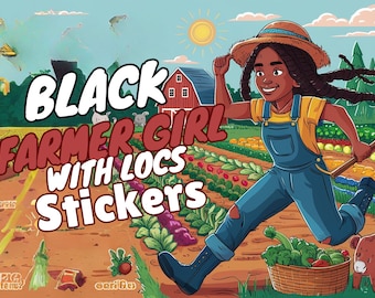 Dreadlock Stickers Loc Black Farmer Girl Gardening Sticker Afro Dreads Locs Black Woman Farmer Vinyl Locs Female Agriculture Farm Collection