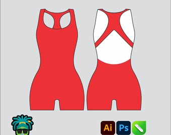 Ladies Cross Back Suit Mock up Editable 2D Tech pack Streetwear Clothing Brand template Wide fit Adobe Illustrator, PNG, SVG, PDF,cdr Files